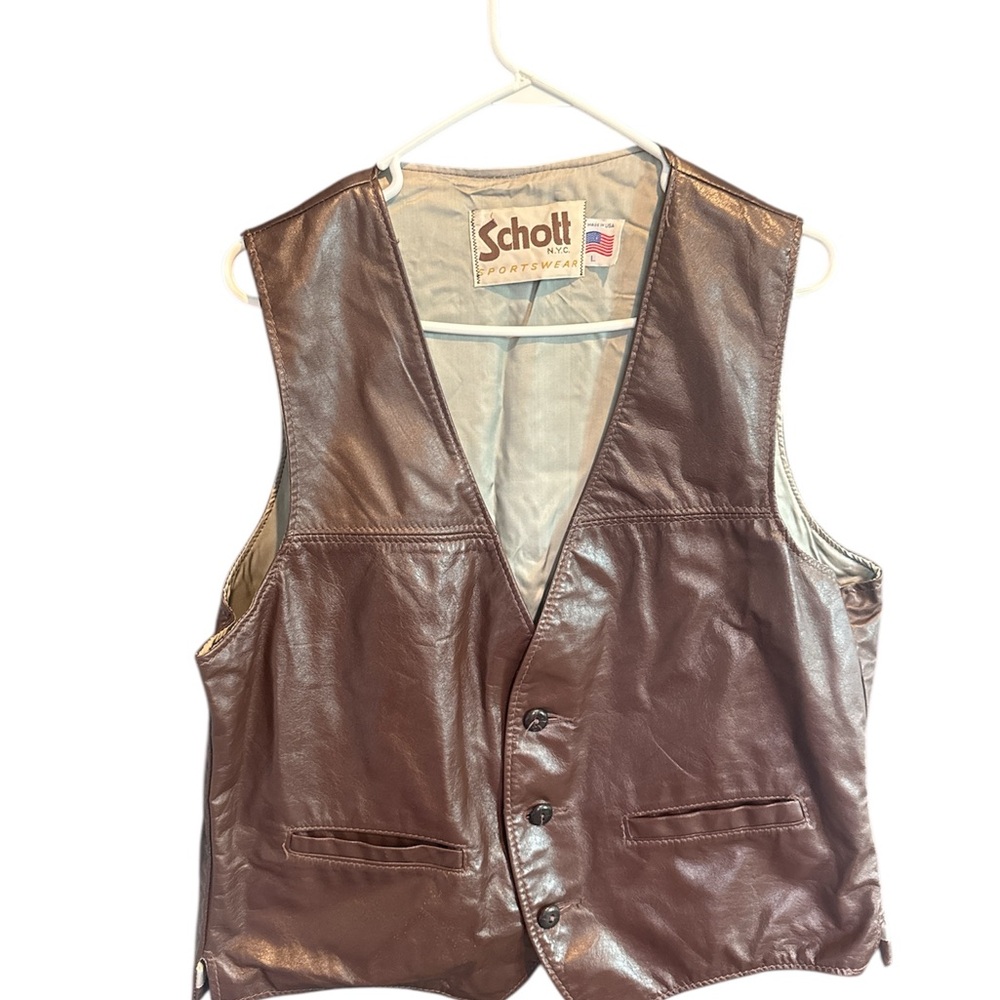 Schott NYC Dark Brown Leather Vest